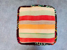 Load image into Gallery viewer, Moroccan floor cushion - Kilim pouf - Handmade from Boujad carpet - Moroccan Berber floor cushion - Seat cushion - armchair - sofa pillow