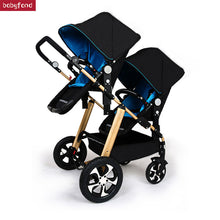 Load image into Gallery viewer, RU free shipping !Twins baby stroller black light baby stroller Multifunction double baby stroller Aluminum alloy  prams