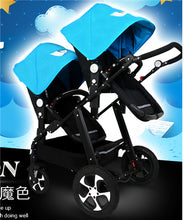 Load image into Gallery viewer, RU free shipping !Twins baby stroller black light baby stroller Multifunction double baby stroller Aluminum alloy  prams
