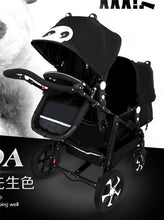 Load image into Gallery viewer, RU free shipping !Twins baby stroller black light baby stroller Multifunction double baby stroller Aluminum alloy  prams