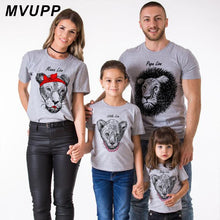Load image into Gallery viewer, Papa Mama little Lion funny family look t shirt for mommy and me matching outfits mother daughter clothes father son summer 2019