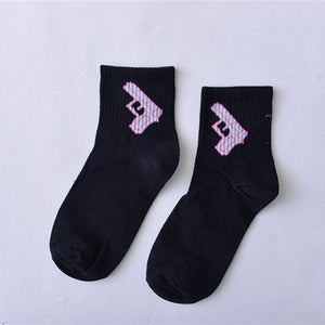 Women Daily Socks Harajuku Korea Japanese Cotton Kitten Flame Ulzzang Socks Men Chinese Cactus Gun Shark Alien Christmas Socks