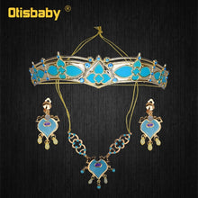 Load image into Gallery viewer, Girls Women Aladdin Jasmine Princess Necklace Earrings Headwear Cosplay Accessories Clips Earrings without Pierced Ear Clip