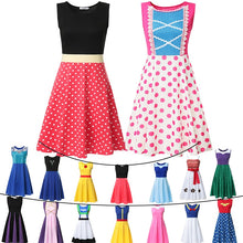 Load image into Gallery viewer, S-M-L-XL-XXL Princess Dress Adult Elsa Anna Belle Mommy Ariel Rapunzel Frocks Minnie Bo Peep Maleficent Role Play Party Clothing