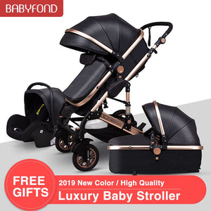 Free shipping Golden baby High landscape Baby Stroller 3 in 1 with Car Seat  Folding Baby Carriage 0-3 Years Prams newborn Pram