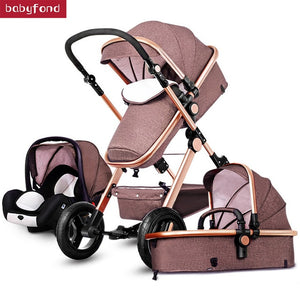 Free shipping Golden baby High landscape Baby Stroller 3 in 1 with Car Seat  Folding Baby Carriage 0-3 Years Prams newborn Pram