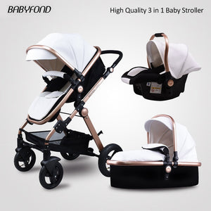 Free shipping Golden baby High landscape Baby Stroller 3 in 1 with Car Seat  Folding Baby Carriage 0-3 Years Prams newborn Pram