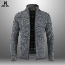 Load image into Gallery viewer, Mens Cardigan Autumn Winter Warm Thick Sweater Casual Knitwear Wind Breaker Jacket Stand Collar Overcoat Men Zipper Knitted Coat