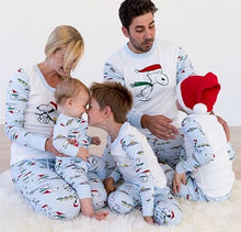 Load image into Gallery viewer, YELITE 2019 New Arrivals Christmas Clothing Snoopy Print Blue White Long Sleeve Top+pants Family Matching Christmas Pajamas Set