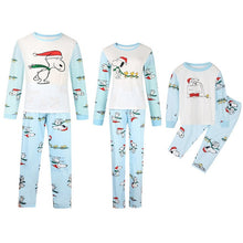 Load image into Gallery viewer, YELITE 2019 New Arrivals Christmas Clothing Snoopy Print Blue White Long Sleeve Top+pants Family Matching Christmas Pajamas Set
