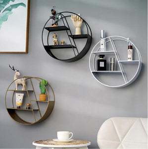 Nordic Style Metal Decorative Shelf round Hexagon storage holder rack Shelves Home wall Decoration Potted ornament holder rack