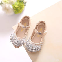 Load image into Gallery viewer, Heart Rhinestone Girls Princess Shoes Gold Pink Sliver Leather Girls Kids Shoes for Dance Party Princess Girl Single Shoes