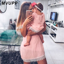 Load image into Gallery viewer, MVUPP mother daughter dresses Solid Fashion for mommy and me clothes family look mom baby elegant dress matching outfits summer