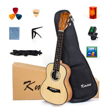 Load image into Gallery viewer, Kmise Concert Ukulele Ukelele Tiger Flame Okoume Starter Kit  23 inch Classical Guitar Head with Gig Bag Tuner Strap String