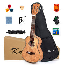 Load image into Gallery viewer, Kmise Concert Ukulele Ukelele Tiger Flame Okoume Starter Kit  23 inch Classical Guitar Head with Gig Bag Tuner Strap String