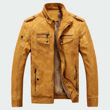 Load image into Gallery viewer, Men's Leather Jackets Winter Warm Faux Fleece Plus Thick Warm Coats Biker Motorcycle Velvet Windproof Outerwear M-3XL ML025