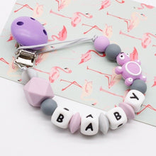 Load image into Gallery viewer, Mini turtle Personalized Silicone Pacifier clip Silicon Chew Beads Baby teething jewelry