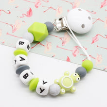 Load image into Gallery viewer, Mini turtle Personalized Silicone Pacifier clip Silicon Chew Beads Baby teething jewelry