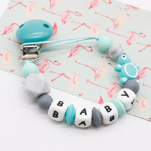 Load image into Gallery viewer, Mini turtle Personalized Silicone Pacifier clip Silicon Chew Beads Baby teething jewelry