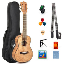 Load image into Gallery viewer, Kmise Concert Ukulele Ukelele Tiger Flame Okoume Starter Kit  23 inch Classical Guitar Head with Gig Bag Tuner Strap String