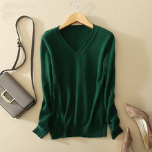 Load image into Gallery viewer, Sweater V-Neck Women Fashion Autumn Cashmere Wool Knit Sweater V-Neck Solid Slim Sexy Pullovers Coat Female Blouse Knit Sweater