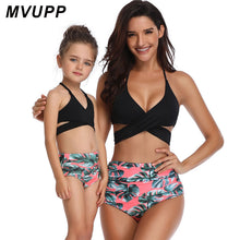 Load image into Gallery viewer, Fashion mommy and me clothes family swimwear for mother daughter swimsuit matching oufits high waist bikini Floral look dresses