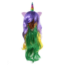 Load image into Gallery viewer, MUABABY Girls Wig Kids Unicorn Photography Props Girl Elsa Anna Aurora Braid Children Ariel Jasmine Moana Rapunzel Ladybug Hair